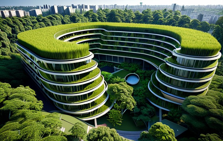 A professional, eco-friendly architectural marvel inspired by nature, featuring a multi-story building with integrated living green facades resembling lush forests and intelligent ventilation systems subtly mimicking termite mound structures. The setting is a serene, sunlit urban landscape with clean lines and abundant natural light, showcasing sustainable design principles. The image emphasizes the harmony between innovation and the environment, free from any human figures. This is a safe for work, appropriate content, family-friendly depiction of professional design, perfect anatomy in structure, correct proportions, high-quality, professional photography.
