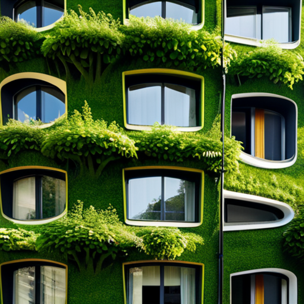 Biomimetic Architecture**
"A modern, eco-friendly building inspired by termite mound ventilation systems, located in a bustling Parisian neighborhood. The building features unique airflow designs, green walls, and sustainable materials. Sunlight filters through the structure, highlighting its organic forms. Professional architectural photography, perfect proportions, clean lines, bright and airy, safe for work, fully clothed figures visible in the scene, appropriate content, family-friendly."
**