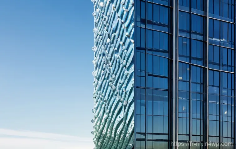 생체모방 혁신과 스마트 재료의 조화 - **A sleek, futuristic skyscraper with an advanced self-cleaning glass facade, inspired by the lotus ...