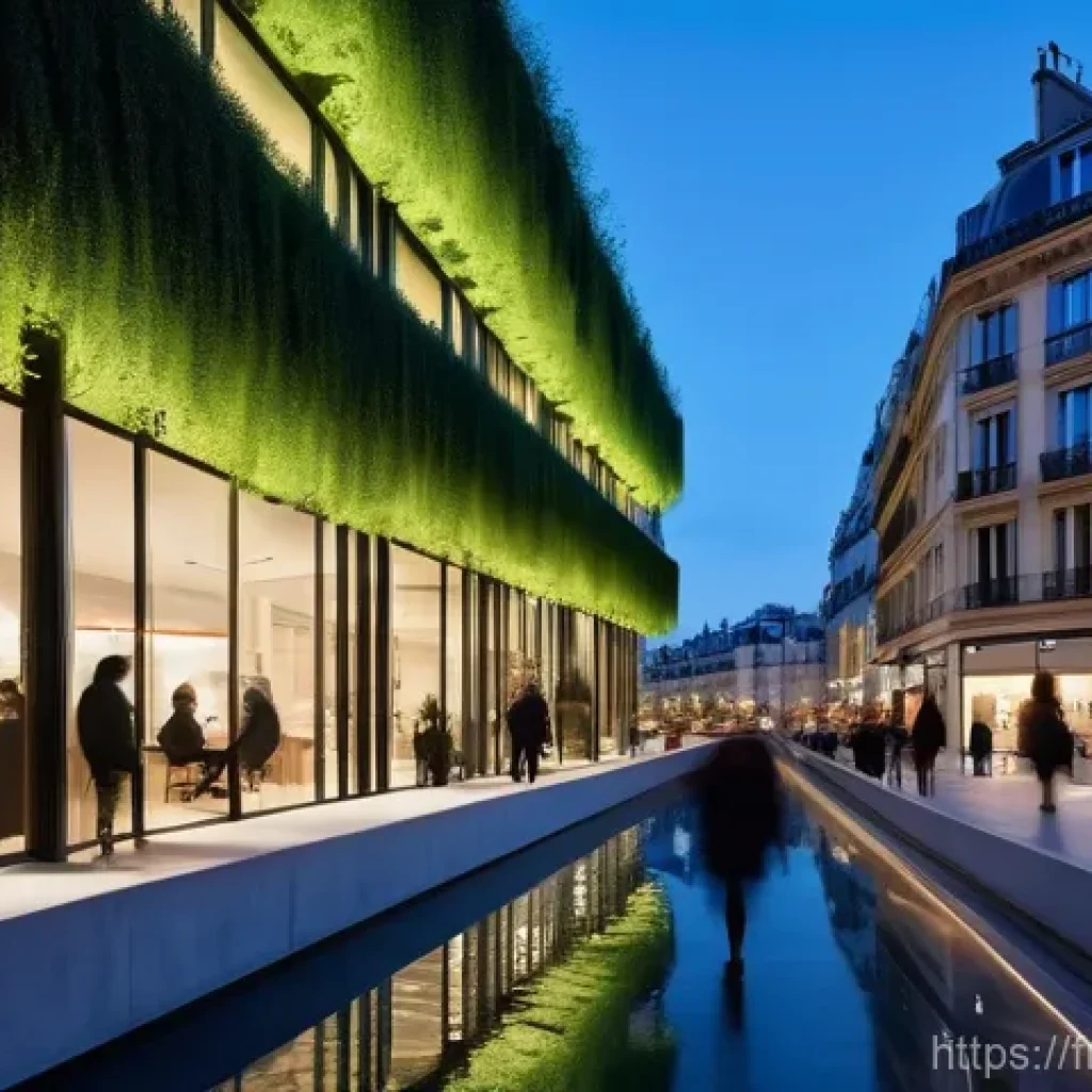 생체모방 혁신을 위한 연구기관 협력 - **Urban Bioluminescence and Air Purification in a French City:**
    A futuristic, serene cityscape ...