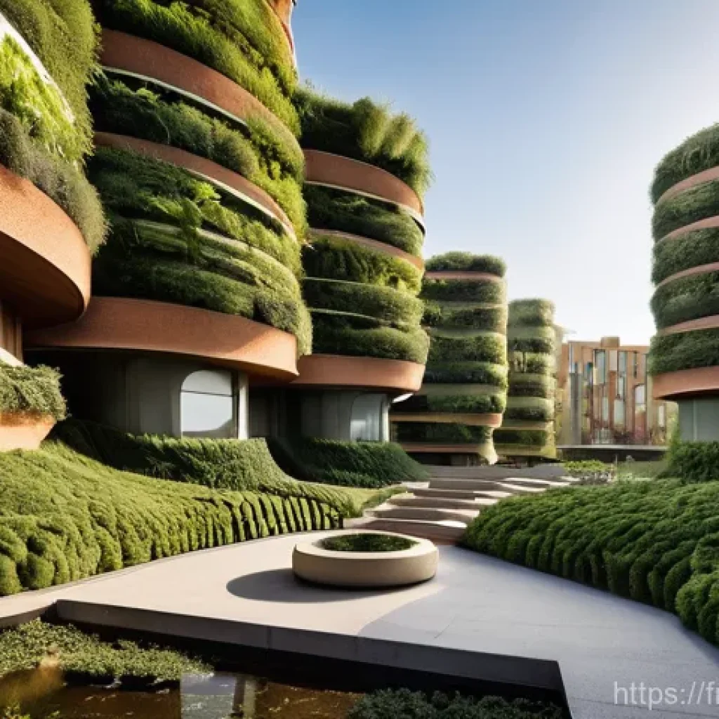 생체모방 디자인과 예술의 만남 - **Biomimetic Urban Oasis Inspired by Termite Mounds:**
"A wide-angle, futuristic yet grounded ar...
