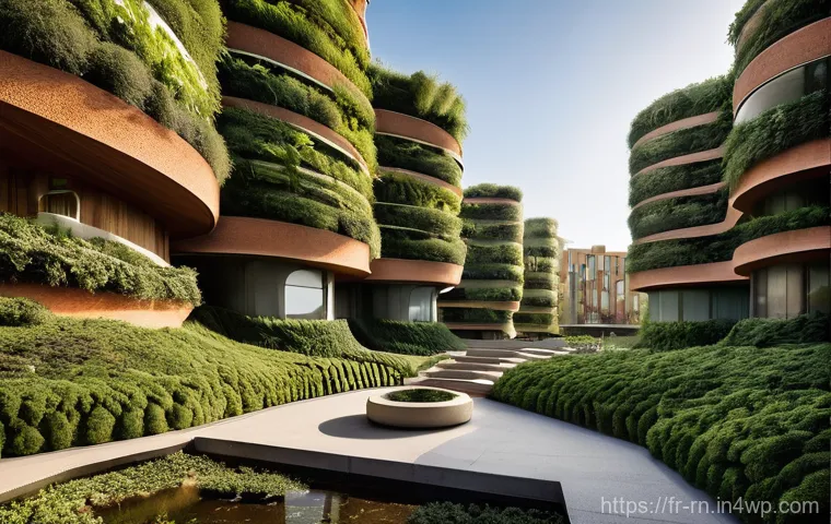생체모방 디자인과 예술의 만남 - **Biomimetic Urban Oasis Inspired by Termite Mounds:**
"A wide-angle, futuristic yet grounded ar...