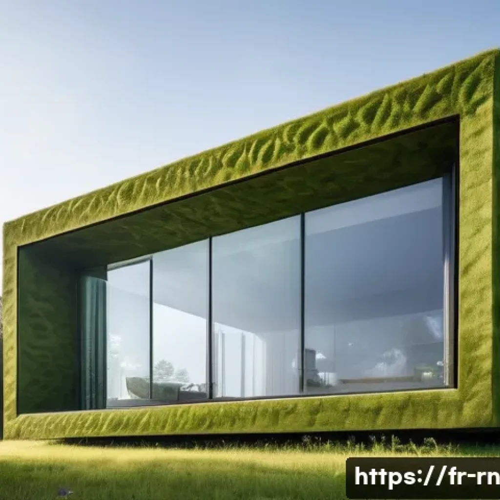 생체모방 기술을 활용한 스마트 홈 디자인 - **Prompt:** A futuristic, minimalist smart home exterior seamlessly integrated with nature. The wall...