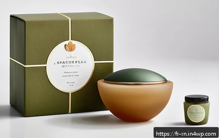 생체모방 혁신과 제품의 차별화 전략 - A luxurious cosmetic packaging design inspired by nature, featuring a tactile surface that mimics th...